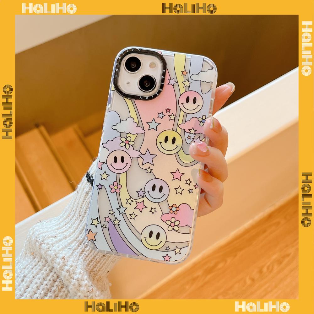 iPhone Case Silicone Soft Case Clear Case Thickened Shockproof Protection Camera Rainbow Smiley Compatible For iPhone 11 iPhone 13 Pro Max iPhone 12 Pro Max iPhone 7 Plus iPhone xr