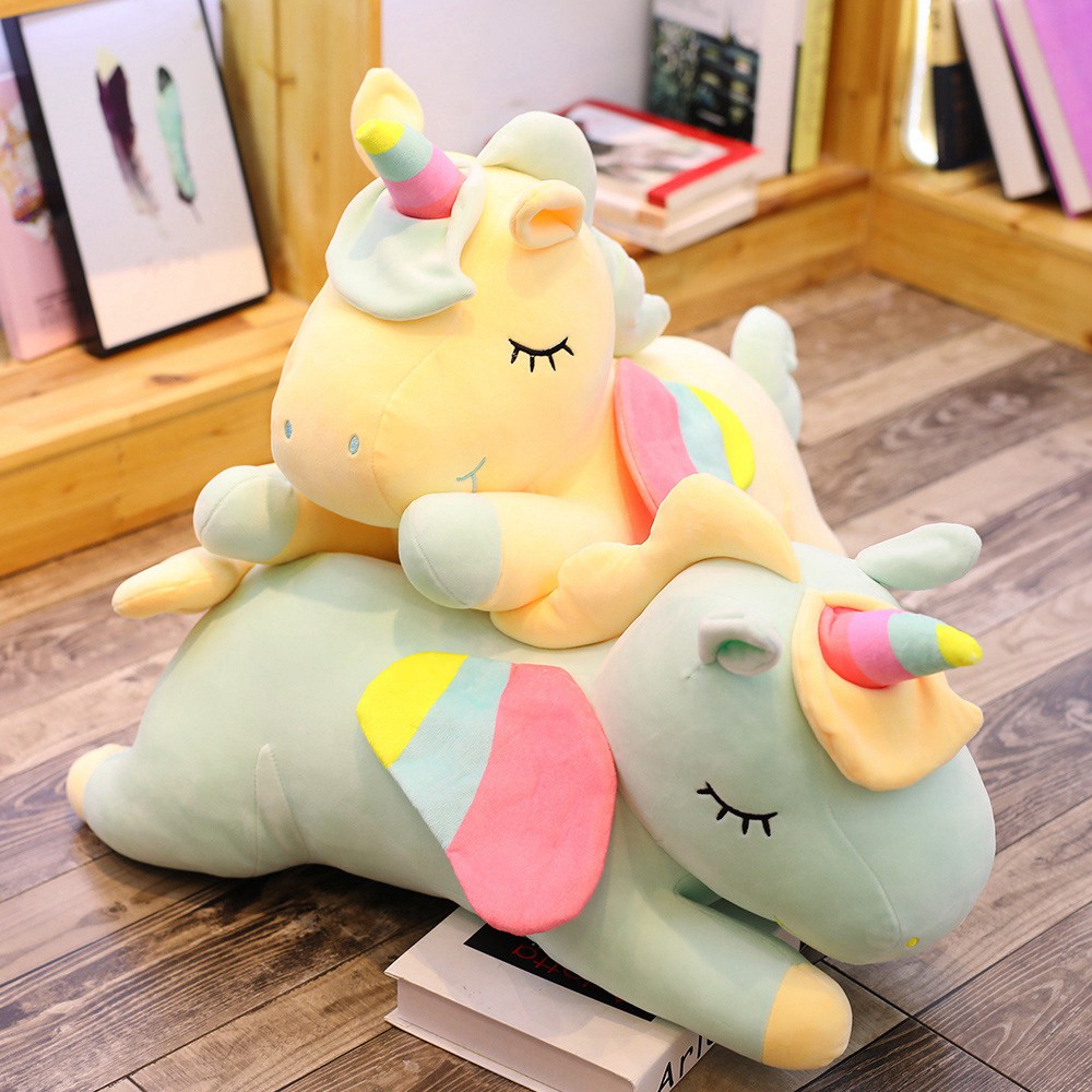 THÚ NHỒI BÔNG NGỰA KÌ LÂN UNICORN NẰM FULL SIZE FULL MẪU (30CM--->100CM)