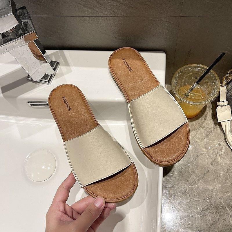 Dép Sandal Đế Dày Bằng Da Thật Thời Trang Mùa Hè Hàn Quốc Cho Nữ