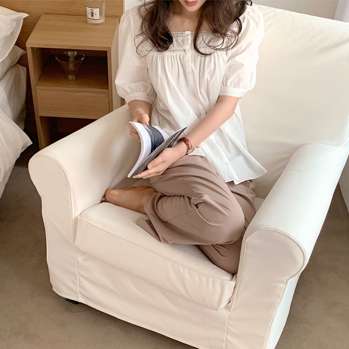 SUXI Áo Sơ Mi Ngắn Tay Màu Sắc Đơn Giản Thời Trang Mùa Hè Hàn Quốc