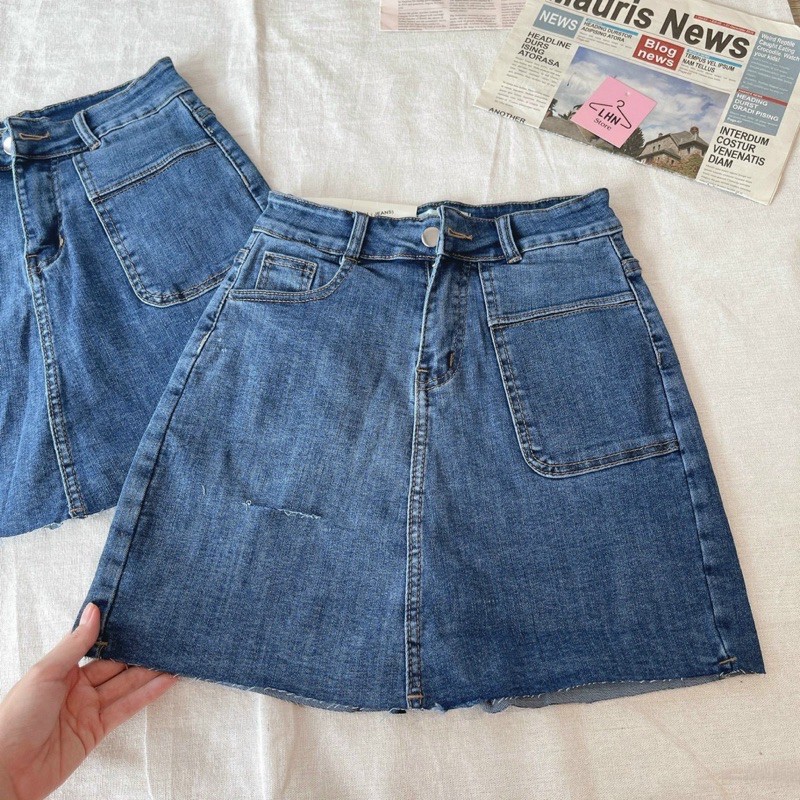 Váy Jean cute lưng cao cực xinh chuẩn phom yêu thương mix đồ cute | BigBuy360 - bigbuy360.vn