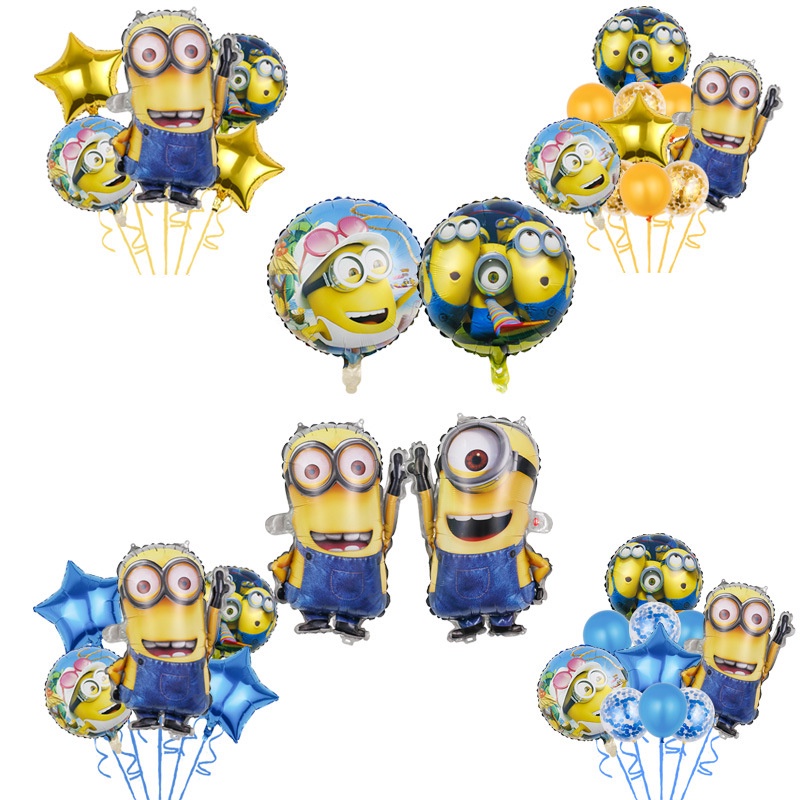 Carton Despicable Me Stuart Minion Foil Double Sided Balloon Set Party Supplies