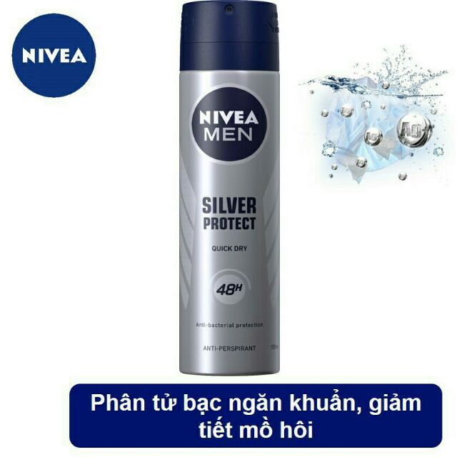 Combo xịt và lăn khử mùi Nivea Men Phân tử bạc