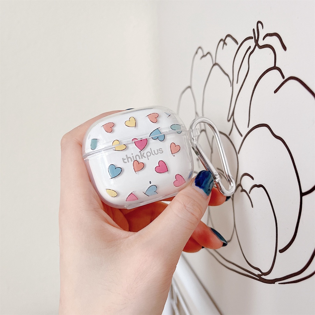 Vỏ Bảo Vệ Hộp Sạc Tai nghe không dây Lenovo Thinkplus LP40 S / LP40 PRO Bằng TPU Mềm Trong Suốt Họa Tiết Hoạt Hình Dễ Thương