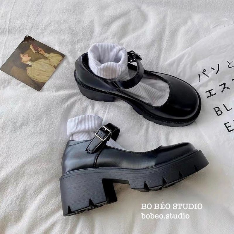 (HÀNG CÓ SẴN - ẢNH THẬT FEEDBACK) GIÀY ULZZANG BÚP BÊ MARY JANE QUAI NGANG ĐẾ CAO 5CM - RETRO MARY JANE SHOES