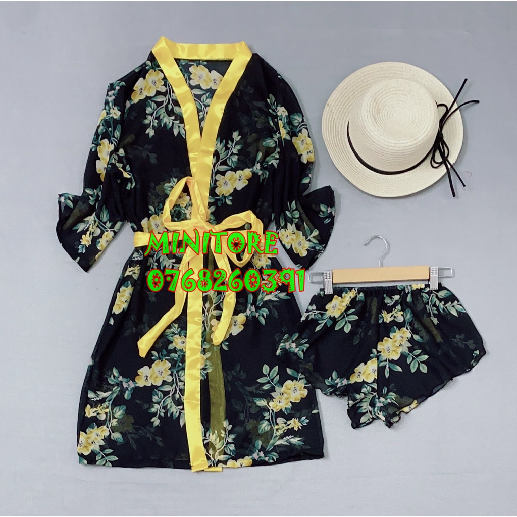 [DƯỚI 60KG] ÁO KHOÁC KIMONO, ÁO CHOÀNG VOAN HOA KÈM QUẦN SEXY GỢI CẢM,CHẤT VOAN MỎNG MÁT GỢI CẢM HÀNG XƯỞNG NHÀ MAY ĐẸP