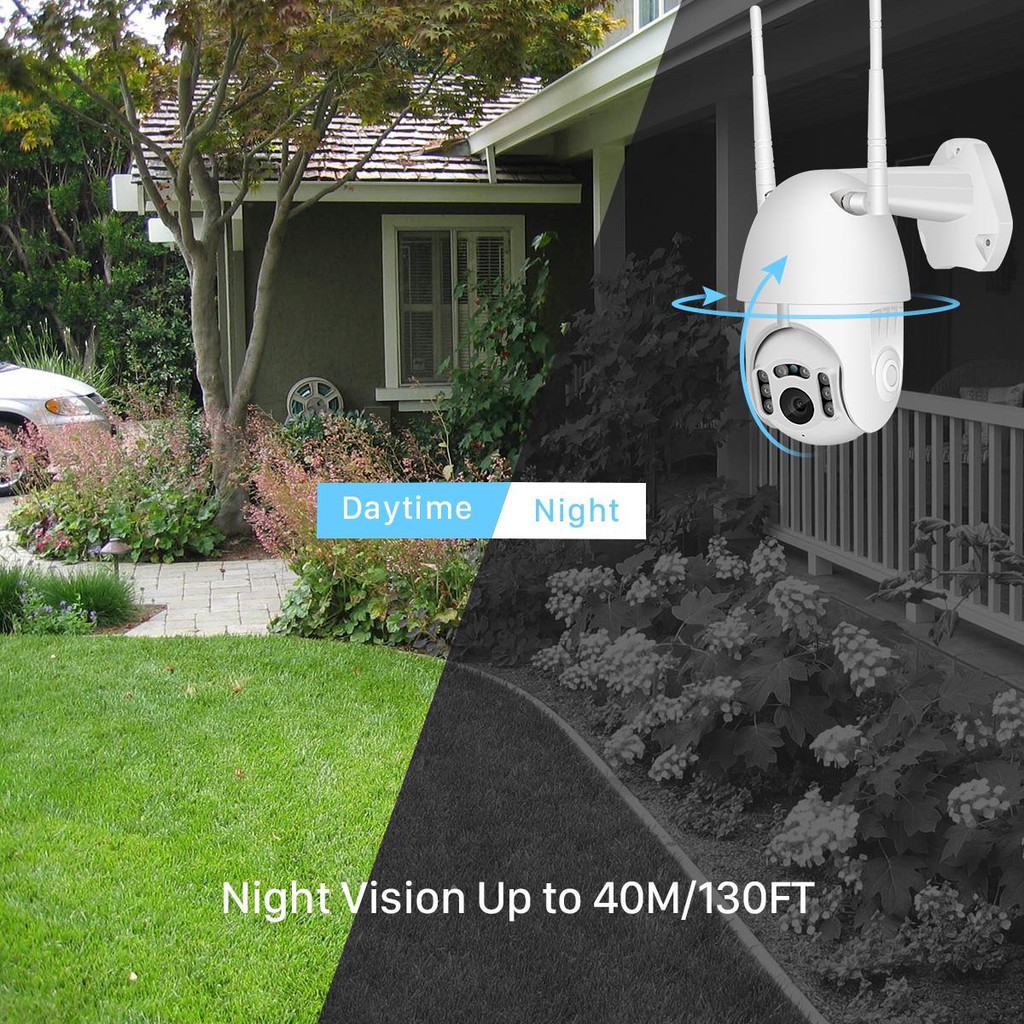 EVKVO - Theo dõi tự động - 4x Digital ZOOM - YCC365 PLUS APP Rotate Outdoor Waterproof FHD 3MP Wireless WIFI PTZ IP Camera CCTV IR Night Vision