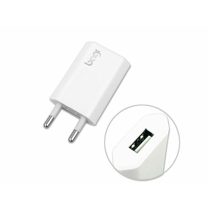 Combo sạc nhanh Bagi cho Iphone củ dẹt 5V-1A cáp dài 1m - Model: CB-I51Z; Củ Sạc 5V-1A CE-I51Z; Cáp Sạc Iphone IB100