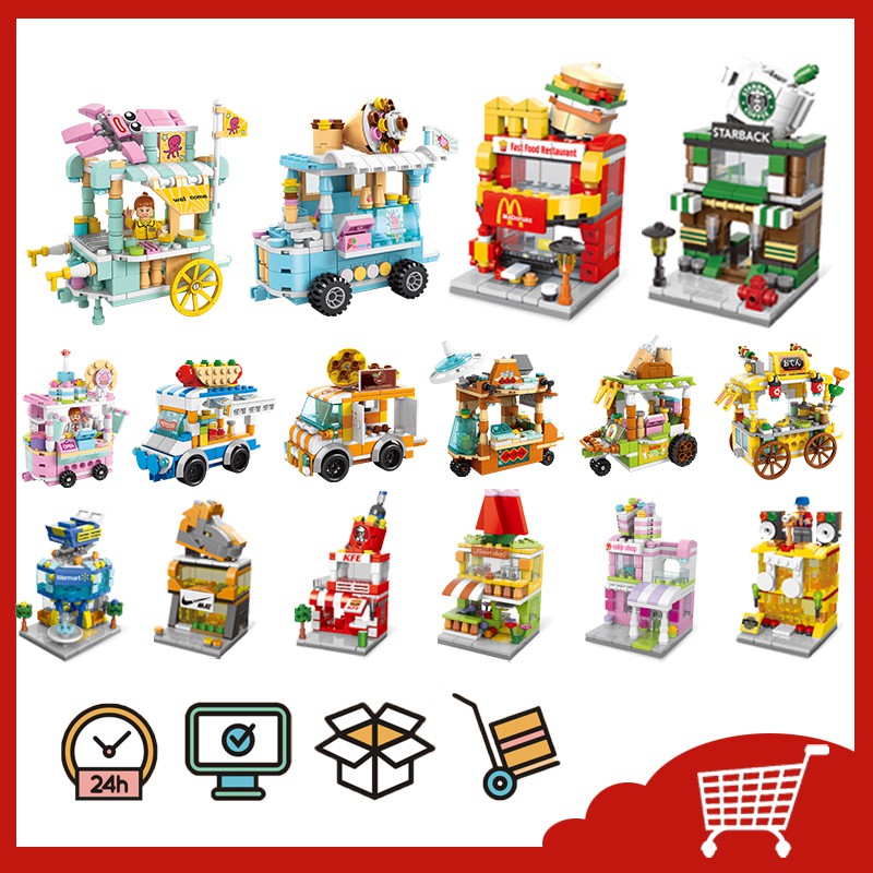 Bộ Đồ Chơi Lắp Ráp Mô Hình Cửa Hàng Đường Phố Giáo Dục Cho Bé