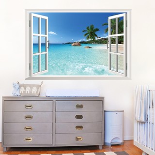 Decal dán tường Cửa sổ biển ngọc