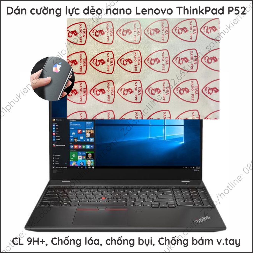 Dán màn hình cường lực Laptop Lenovo ThinkPad P52 (20M9000GUS) dẻo nano trong suốt, chống loá, bảo vệ mắt, 9H+