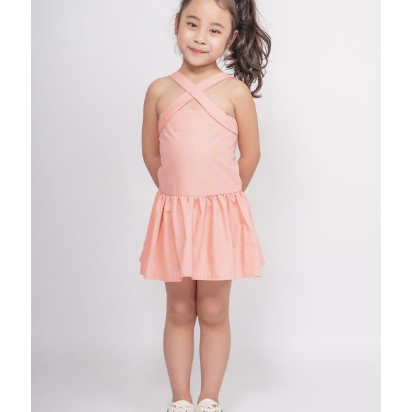 Váy hồng dây chéo Best Friend LK0065 - Lovekids