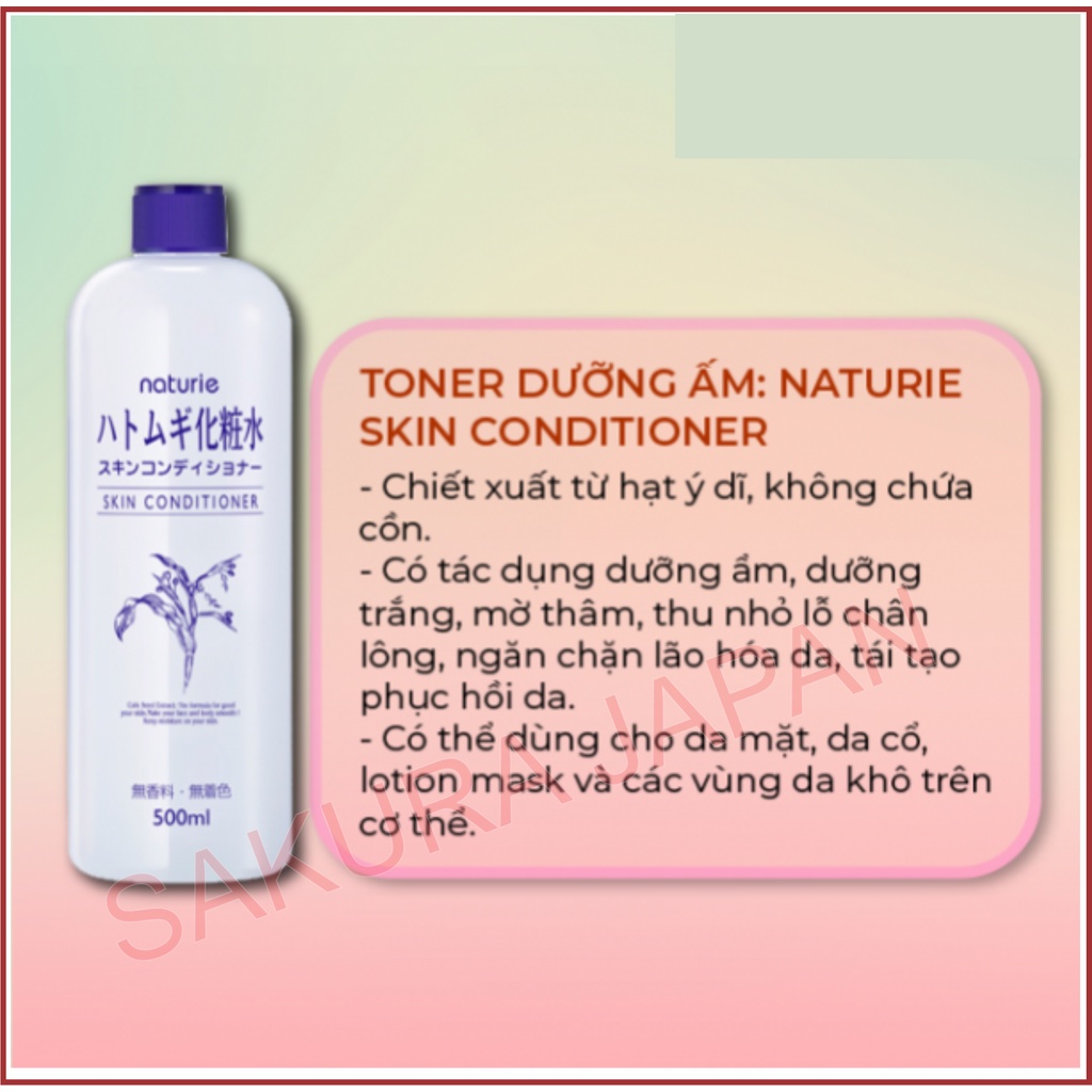 Nước hoa hồng dưỡng ẩm hạt ý dĩ Kumano 500ml