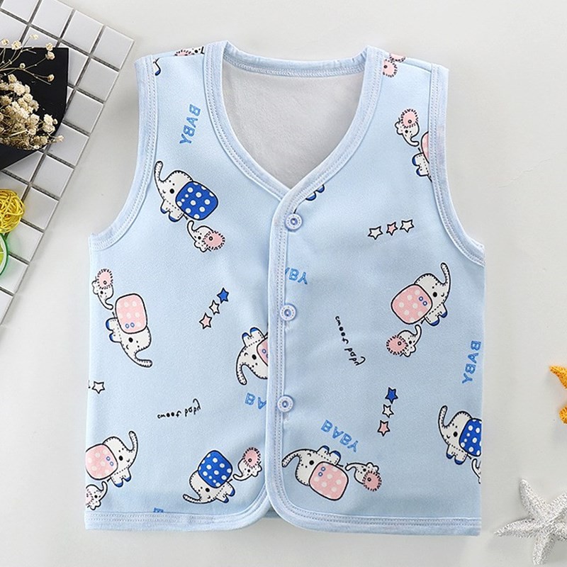 Áo gile nỉ lót bông ấm áp họa tiết màu sắc dễ thương cho bé (3-13kg)