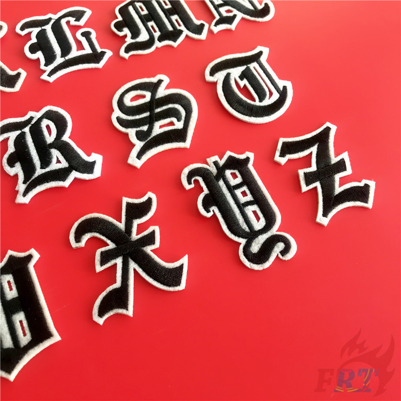 ☸ Old English Letters - Black Iron-on Patch ☸ 1Pc Diy Sew on Iron on Badges Patches