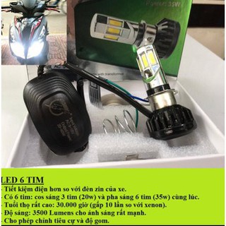 Đèn pha led 6 tim 35w siêu sáng