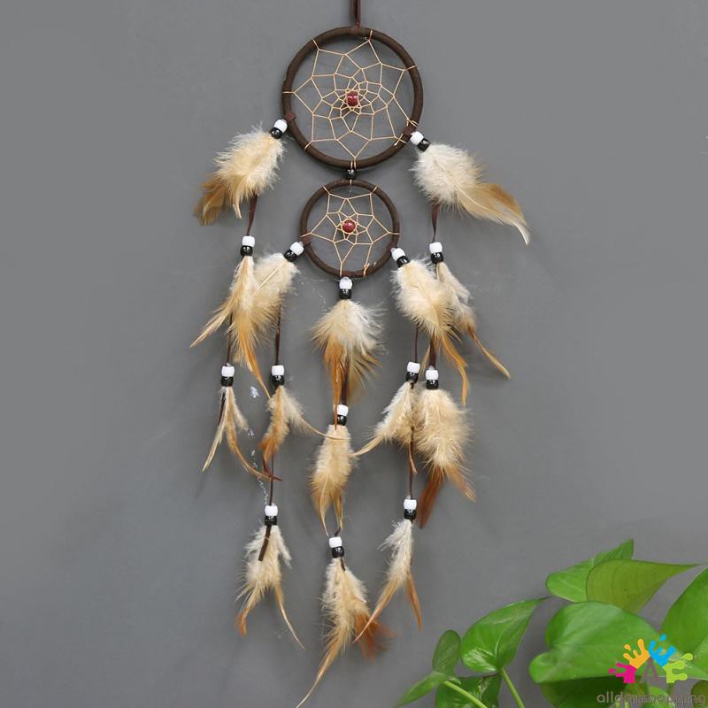 Vòng dream catcher hai lớp treo tường trang trí mang lại may mắn
