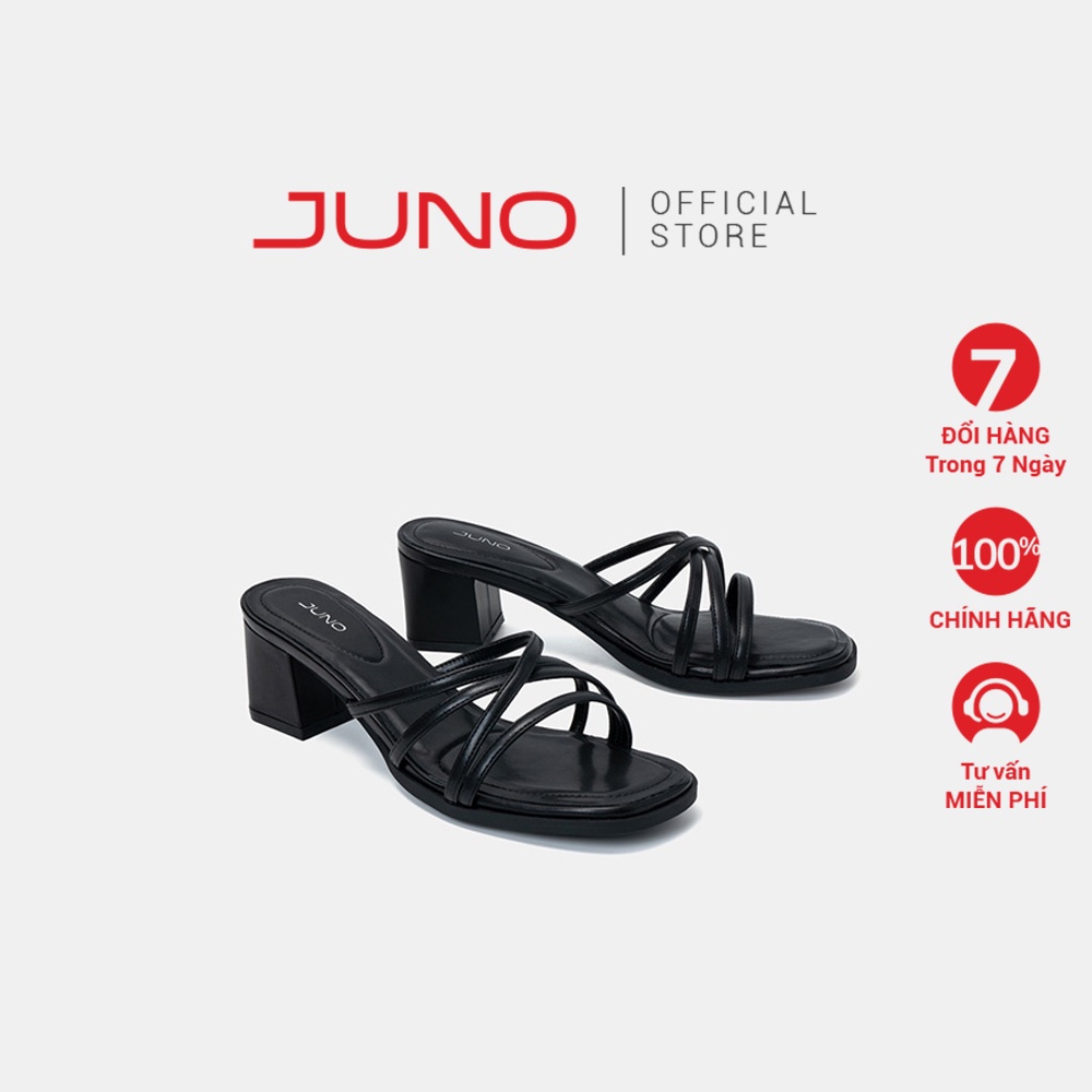 Giày Sandal Nữ Cao 5cm Thời Trang JUNO Dây Đan Chéo, Gót Vuông SD05077