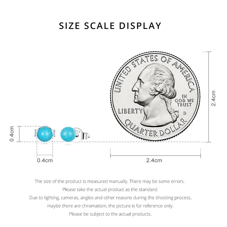 Cặp bông tai bạc 925 BAMOER đính đá ngọc lam đơn giản thời trang cho nữ