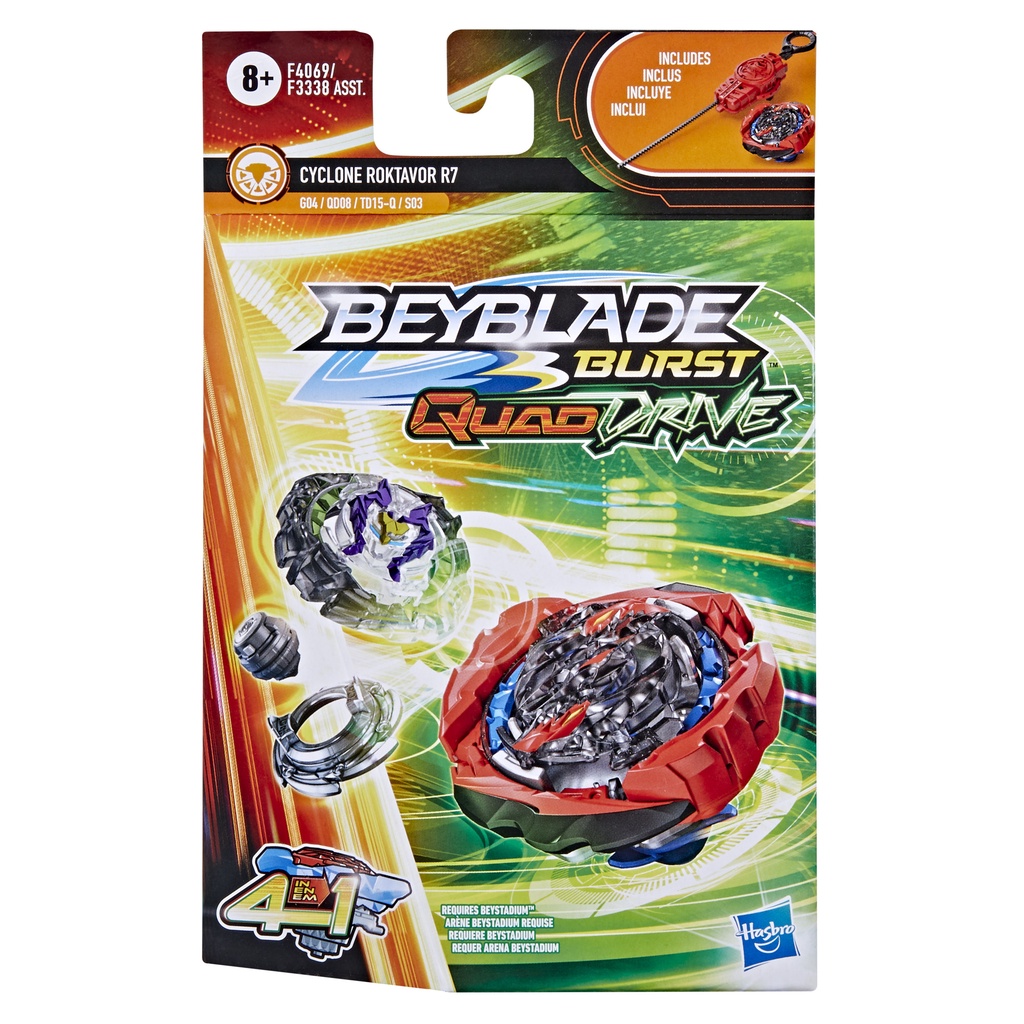 Đồ chơi con quay gụ Beyblade Burst QuadDrive Cyclone Roktavor R7 Spinning Battling Game Top Starter Pack