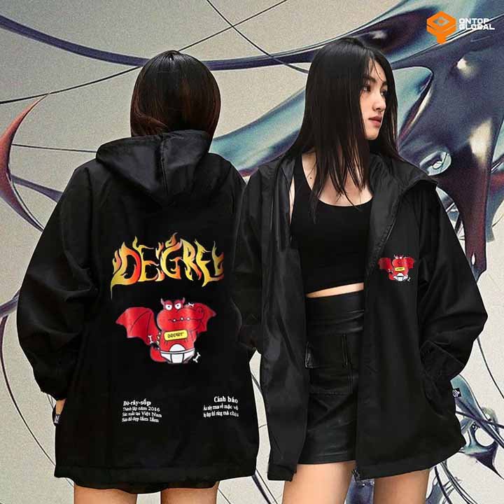 ❤️ 2 LỚP - KHÓA TÚI ❤️ Áo Khoác Dù in hình dơi lửa đỏ Ulzzang Nam Nữ Unisex Form Rộng Bomber Jacket