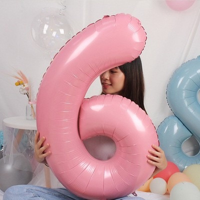 Bong Bóng Kỹ Thuật Số 32 Inch Màu Hồng Và Xanh Ngọc Trai Trang Trí Tiệc Sinh Nhật Đám Cưới