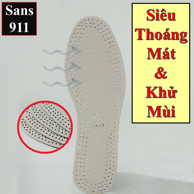 Lót giày khử mùi Sans911 êm chân chống mùi cao cấp cho giày da sneaker thể thao bốt