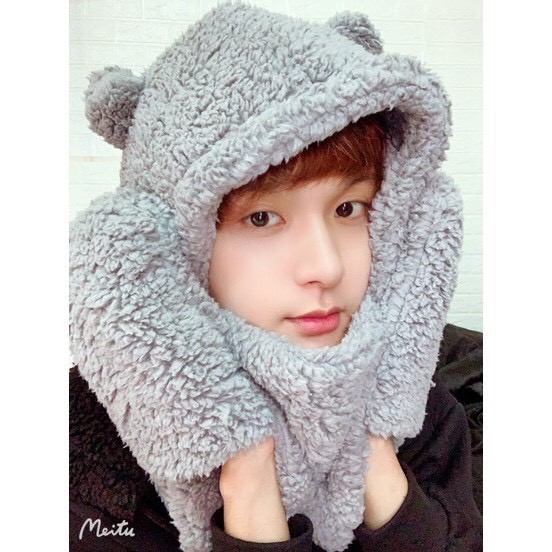 Mũ Lông Cừu Siêu Ấm 3 Trong 1 Kèm Khăn Và Bao Tay