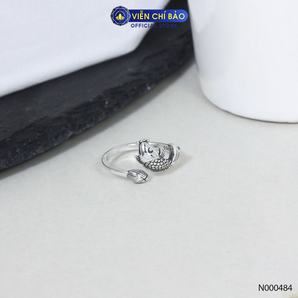 Nhẫn bạc nữ Cá chép hoa sen chất liệu bạc Thái 925 thời trang phụ kiện trang sức nữ Viễn Chí Bảo N000484