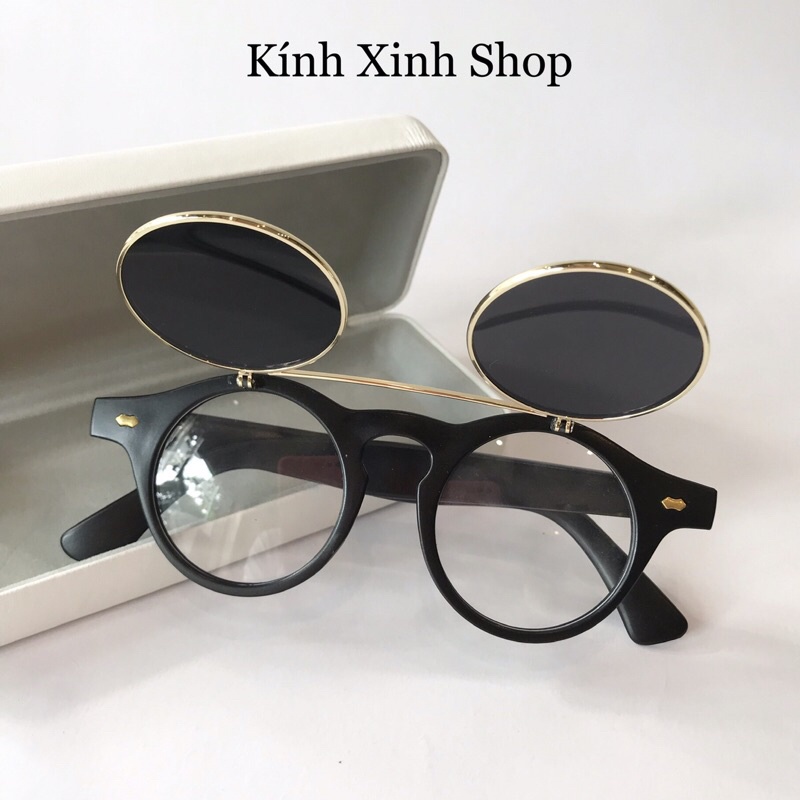 Kính râm Mắt Tròn 2 Tròng Mở Nắp Vintage Thời Trang