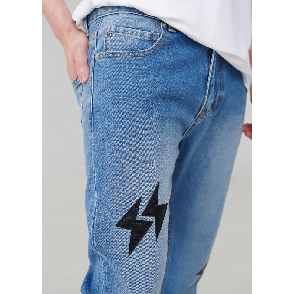 Quần Jeans nam ống đứng LIGHTNING DENIM - MID BLUE