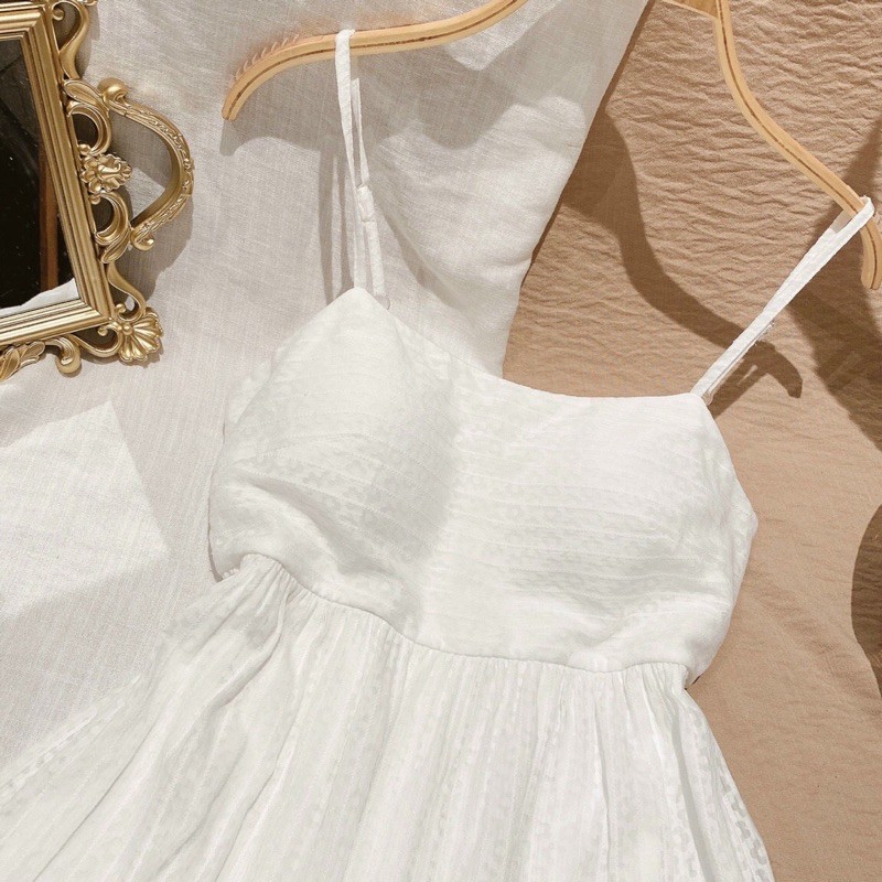 Váy 2 dây trắng maxi dáng dài tiểu thư thời trang hàn quốc