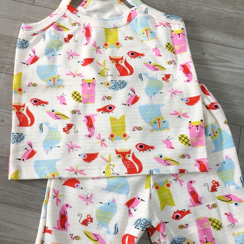 {6-16kg} Bộ hè 2 dây bé gái chất bozip thấm hút mồ hôi -M125