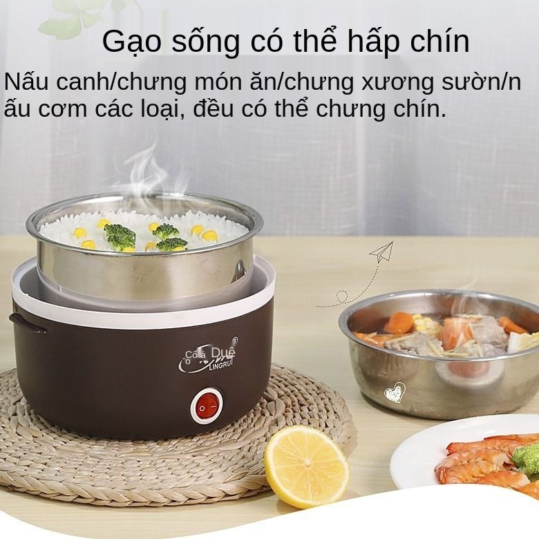 Ling Rui Hộp cơm điện ba lớp có thể cắm điện, cách hâm nóng tự động, nấu bằng nồi 1 đồ dùng nhân viên văn phòng