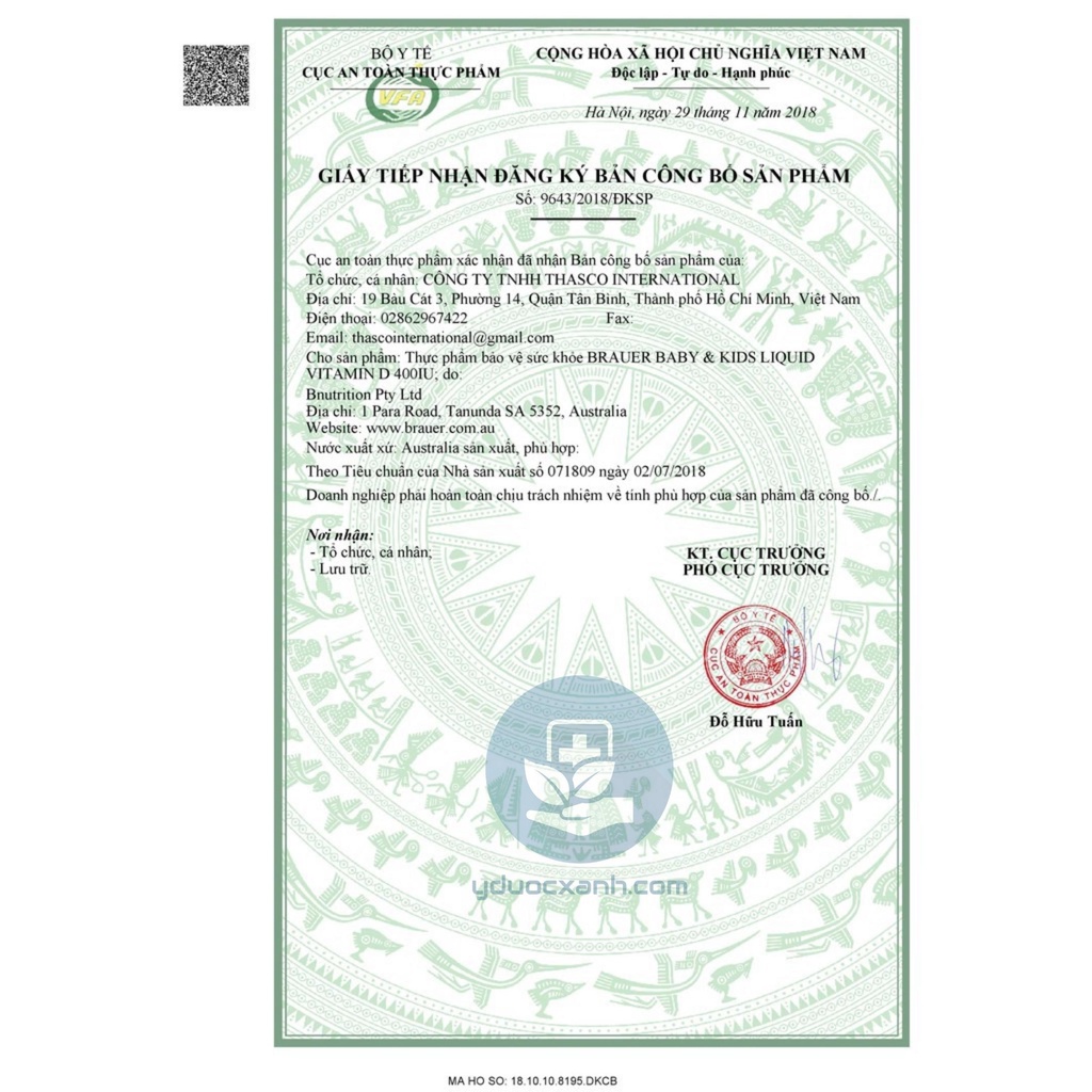 Mua  BRAUER LIQUID VITAMIN D 400IU, 10ml, Siro bổ sung vitamin D - Y Dược Xanh