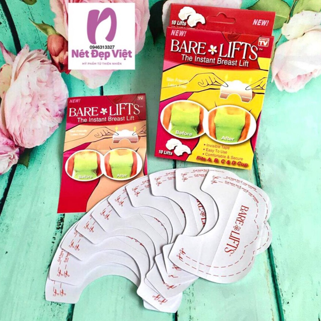 Set 10 Miếng Dán Nâng Ngực Trong Suốt Dùng Một Lần Bare Lifts