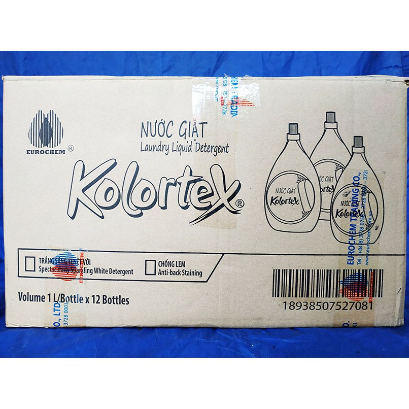 Nước Giặt Kolortex Đậm Đặc - Thùng 12 Chai/1L