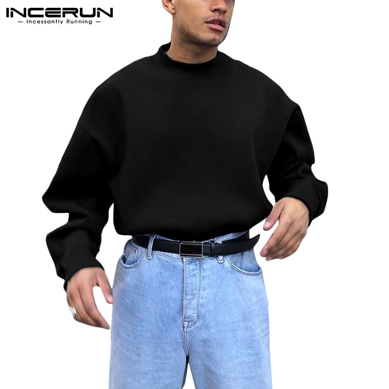 Áo Sweatshirt INCERUN tay dài cổ tròn thời trang thu đông dành cho nam