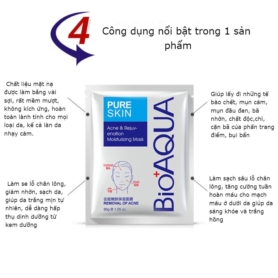 Mặt Nạ Cao Cấp Bioaqua Pure Skin Acne Dành Cho Da Mụn