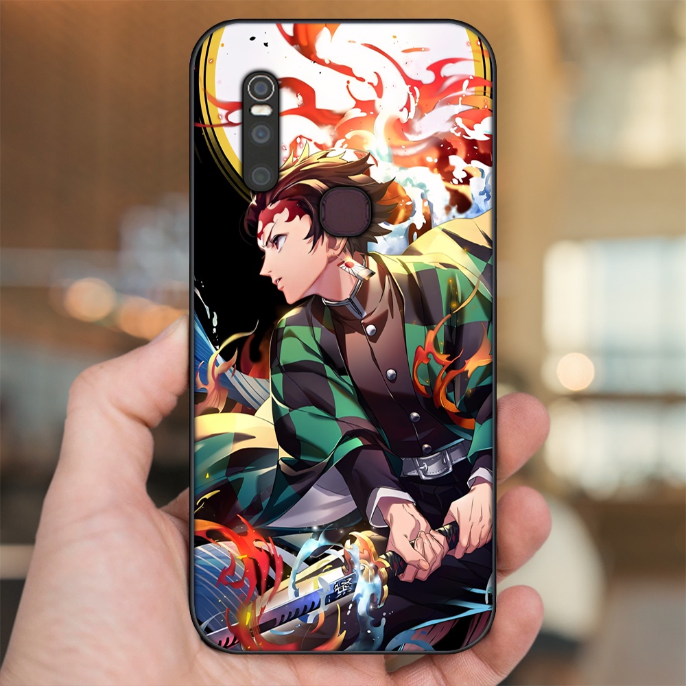 Ốp lưng Vivo V15 viền đen in hình Tanjiro Kimetsu No Yaiba