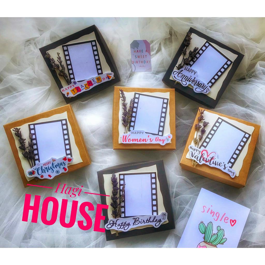 Combo Hộp dán ảnh hình vuông, hộp love box kèm in ảnh tặng người yêu