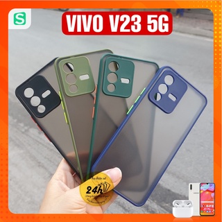 Ốp lưng VIVO V23 5G cao su non lưng nhám viền màu bảo vệ camera
