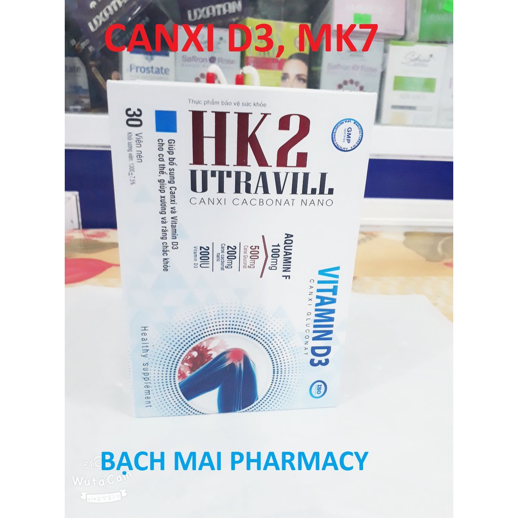 Viên uống Calci HK2 UTRAVILL, bổ sung Calci và D3, giúp xương và răng chắc khỏe, hỗ trợ phát triển chiều cao