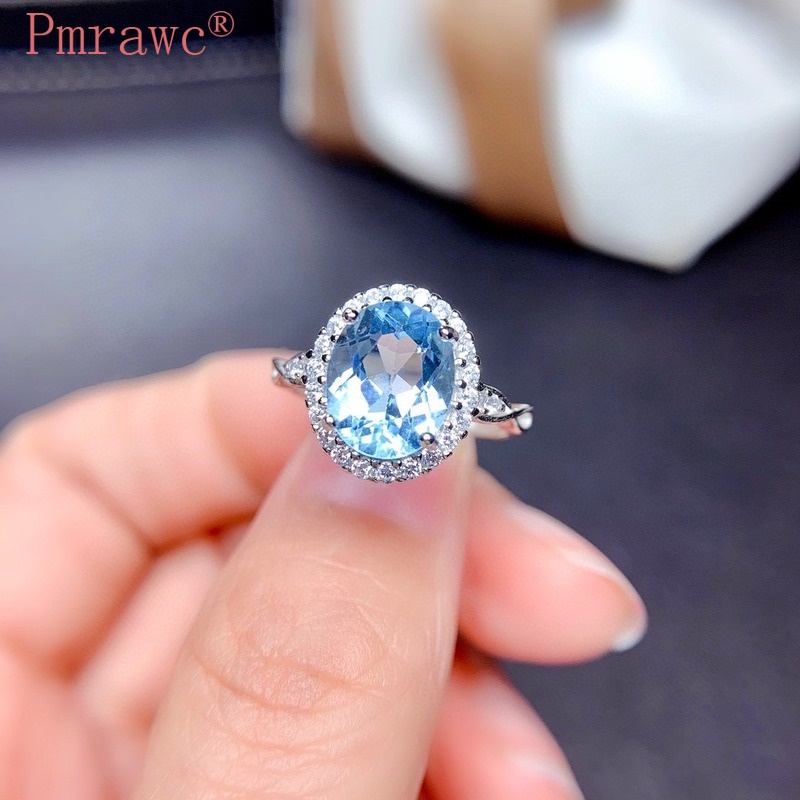 (Bán Sỉ) Nhẫn Nữ Trang Mặt Đá Topaz Hình Quả Trứng