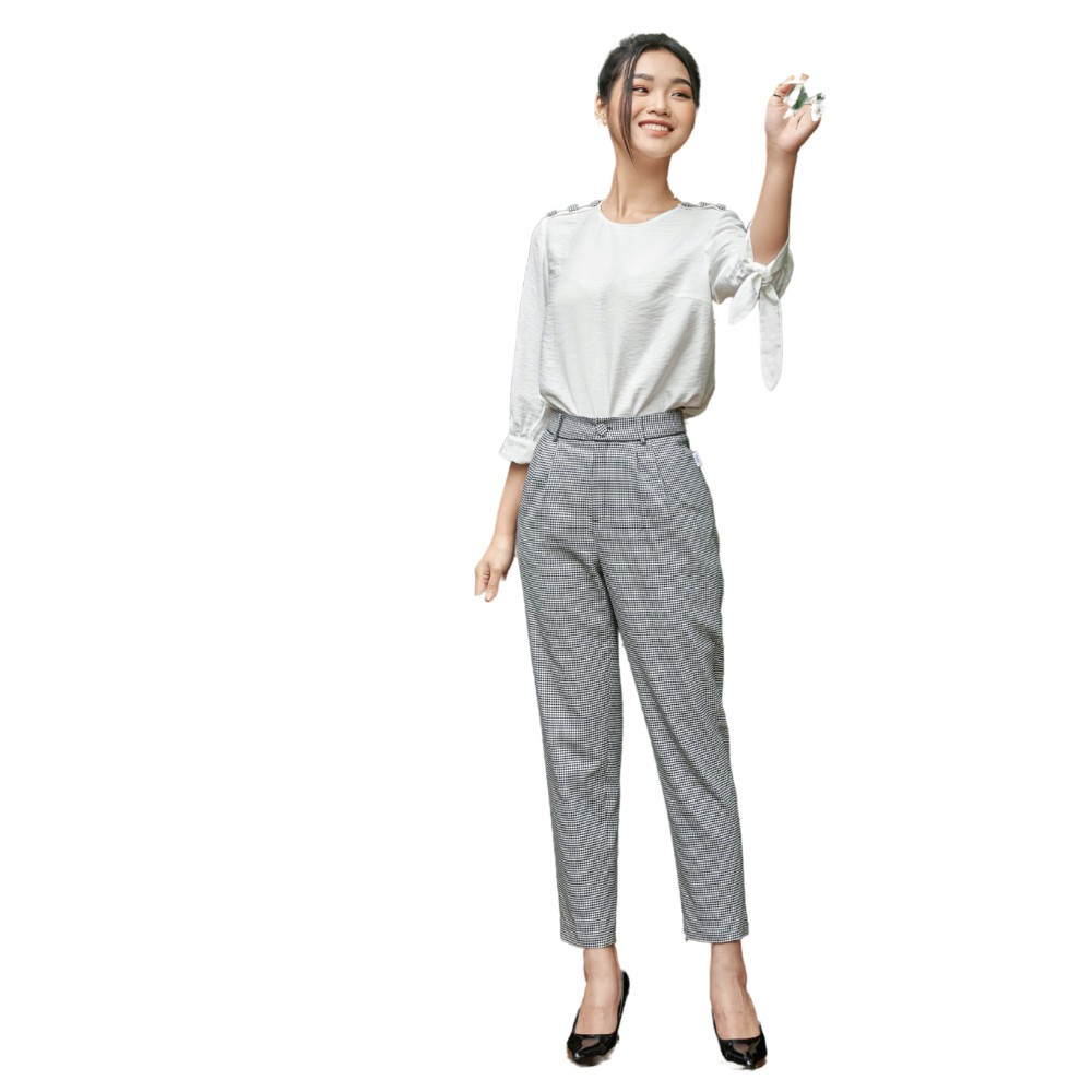 Quần baggy lé cạp họa tiết houndstooth SYO Q3001-21