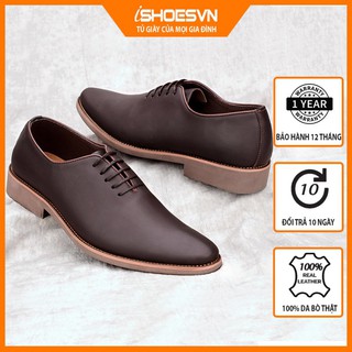 Giày da nam công sở ISHOESVN IS180 - Giày buộc dây giày ishoes