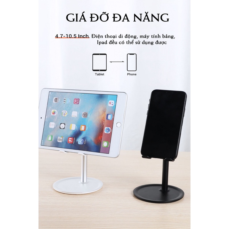 Giá đỡ, kẹp điện thoại, ipad, điện thoại K1 chân chắc chắn, giá rẻ, full hộp, đen, trắng