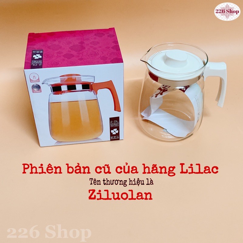 Bình thuỷ tinh chịu nhiệt cao cấp Lilac [chịu nhiệt đến 100 độ]- Có 2 size: 1500ml và 2000ml