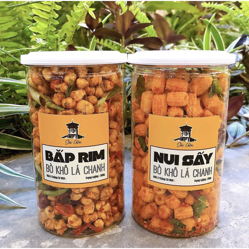 Bắp rim bò khô lá chanh [MÓN NGON] giòn tan cùng thịt bò khô cay ngon hộp 350gr | BigBuy360 - bigbuy360.vn