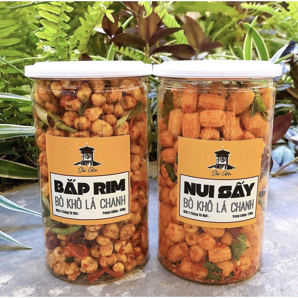 Bắp rim bò khô lá chanh [MÓN NGON] giòn tan cùng thịt bò khô cay ngon hộp 350gr